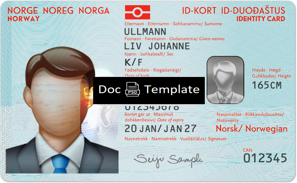 Norway Id Card Template Psd Mykyc 8804